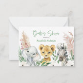 schattige safari dieren baby shower luienhandel notitiekaartje (Achterkant)