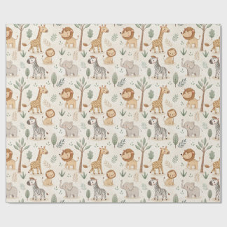 Schattige Safari Dieren Cadeaupapier