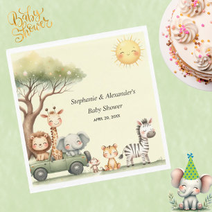 Schattige safari dieren geslacht neutrale babyshow servet