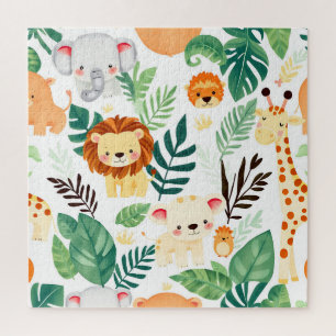 Schattige Safari Dieren Jungle Patroon Legpuzzel