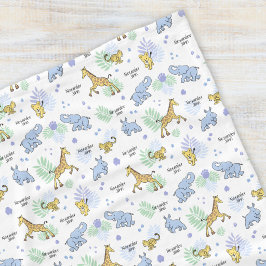 Schattige Safari Dieren Kleurrijke Naam Baby Kinde Fleece Deken