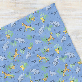 Schattige Safari Dieren Kleurrijke Naam Baby Kinde Fleece Deken