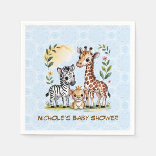 Schattige Safari Dieren Trio Jongens Baby Shower Servet