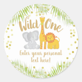 Schattige Safari Dieren Tropisch Baby shower Ronde Sticker