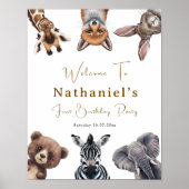 Schattige Safari Dieren Verjaardag welkomstbord Poster (Voorkant)