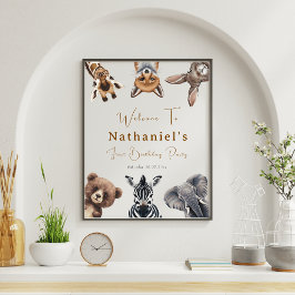 Schattige Safari Dieren Verjaardag welkomstbord Poster