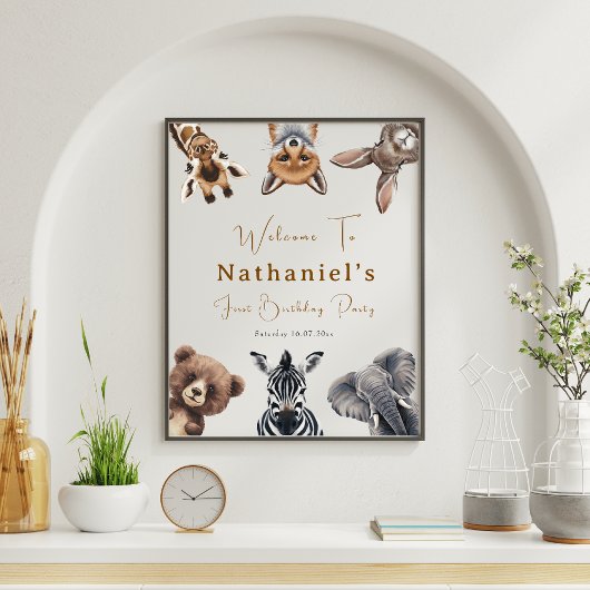 Schattige Safari Dieren Verjaardag welkomstbord Poster