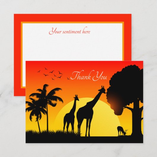 schattige Safari dieren voegen tekst toe Bedankkaart (Voorkant / Achterkant)