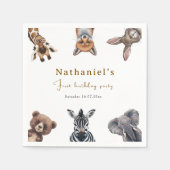 Schattige Safari Forest Animals Verjaardag Servet (Voorkant)