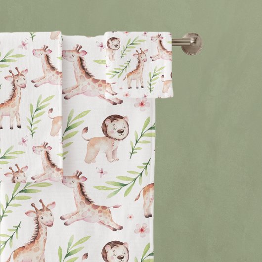 Schattige Safari Giraffe & Lion Pattern Bad Handdoek