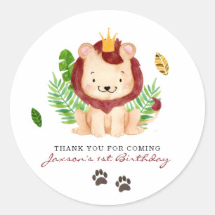 Schattige Safari Kleine Leeuwenprins Jungle Bedank Ronde Sticker
