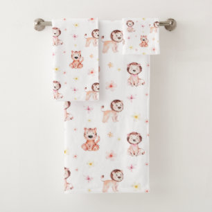 Schattige Safari Leeuw & Tijgerpatroon Bad Handdoek