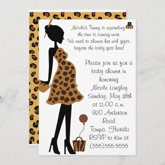 Schattige Safari Mam om Baby shower uit te nodigen Kaart (Voorkant / Achterkant)