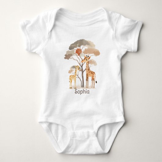 Schattige safari met giraffen neutraal romper (Voorkant)