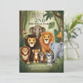 Schattige Safari Oerwoud Animals 2e verjaardagsfee Kaart (Staand voorkant)
