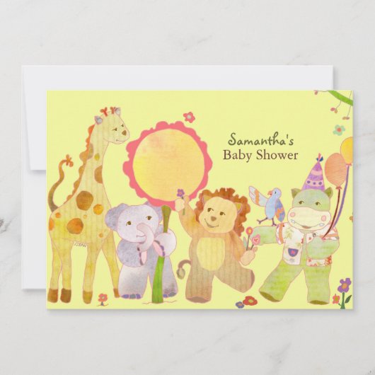 Schattige Safari Oerwoud Baby Animals Baby shower Kaart (Voorkant)