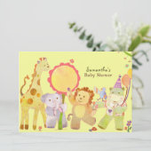 Schattige Safari Oerwoud Baby Animals Baby shower Kaart (Staand voorkant)