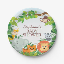 Schattige Safari Oerwoud Baby shower 7" Bord