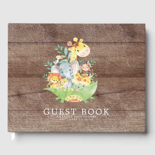 Schattige Safari Oerwoud Baby shower gastenboek (Voorkant)