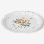 Schattige Safari Oerwoud Dieren Groen baby shower Papieren Bordje (Gekanteld)