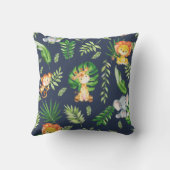 Schattige Safari Oerwoud Dieren Groen Jongenskweke Kussen (Achterkant)