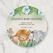 Schattige Safari Oerwoud Dieren Jongen Baby shower Bedankjes Labels (Achterkant)
