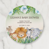Schattige Safari Oerwoud Dieren Jongen Baby shower Bedankjes Labels (Voorkant)