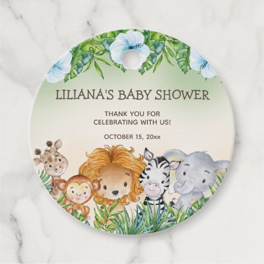 Schattige Safari Oerwoud Dieren Jongen Baby shower Bedankjes Labels (Voorkant)