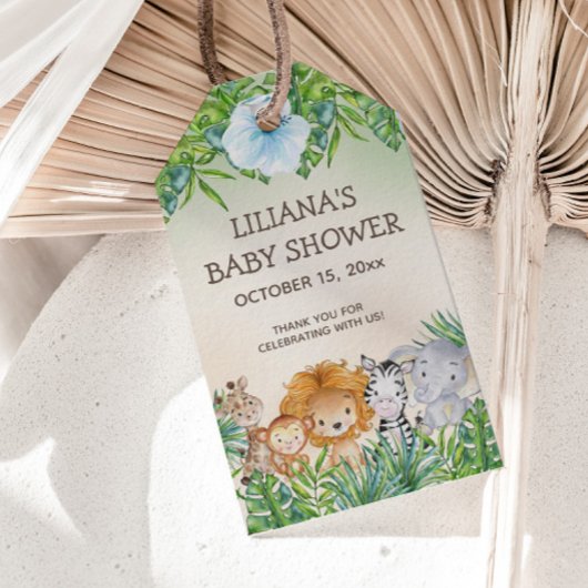 Schattige Safari Oerwoud Dieren Jongen Baby shower Cadeaulabel