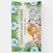 Schattige Safari Oerwoud Dieren Jongen Baby shower Spandoek (Verticaal)