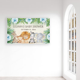 Schattige Safari Oerwoud Dieren Jongen Baby shower Spandoek