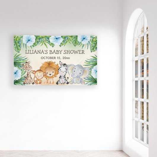 Schattige Safari Oerwoud Dieren Jongen Baby shower Spandoek