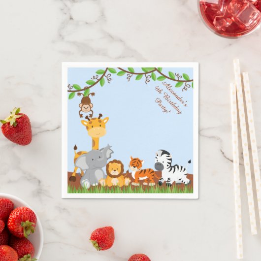 Schattige Safari Oerwoud Dierlijke Verjaardagsserv Servetten (Insitu)