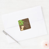 Schattige Safari Oerwoud Giraffe Verjaardagsfeest Vierkante Sticker (Envelop)