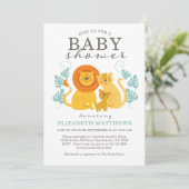 Schattige Safari Oerwoud Lion Virtual Boy Baby sho Kaart (Staand voorkant)