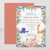 schattige safari olifant giraffe ballon waterco kaart (Voorkant / Achterkant)