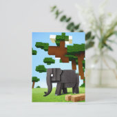 Schattige Safari Olifant Pixel Art Briefkaart (Staand voorkant)