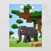 Schattige Safari Olifant Pixel Art Briefkaart (Voorkant)