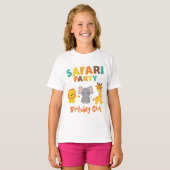 Schattige Safari Party Verjaardagsmeisje T-shirt (Voorkant volledig)