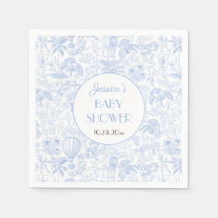 Schattige Safari Toile de Jouy Blauw Baby shower P Servet