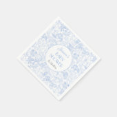 Schattige Safari Toile de Jouy Blauw Baby shower P Servet (Hoek)