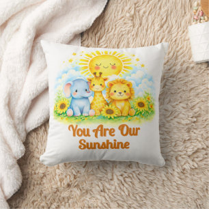 Schattige Safari Zonneschijn Baby Dieren Illustrat Kussen