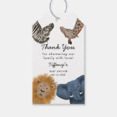 Schattige Safari Zoo Dieren Baby shower Cadeaulabel (Voorkant)