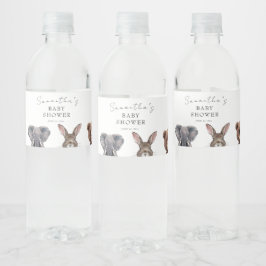 Schattige safaridieren baby shower kaarten en cade waterfles etiket