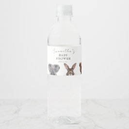 Schattige safaridieren baby shower kaarten en cade waterfles etiket