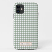 Schattige Sage Green Plaid Gepersonaliseerd Case-Mate iPhone Case (Achterkant)