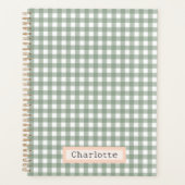 Schattige Sage Green Plaid Gepersonaliseerd Planner (Voorkant)