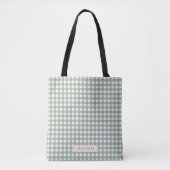Schattige Sage Green Plaid Gepersonaliseerd Tote Bag (Voorkant)