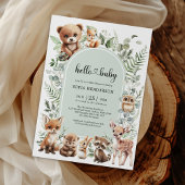 Schattige Sage Greenery Forest Animals Baby shower Kaart