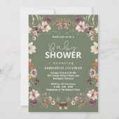 Schattige Sage Groen Boho Wildflower Modern Baby s Kaart (Voorkant)